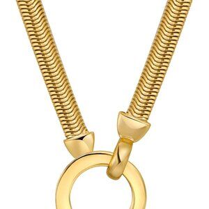 14k Gold Plated S925 Sterling Silver Interlocking Heart & Circle Necklace for Wo